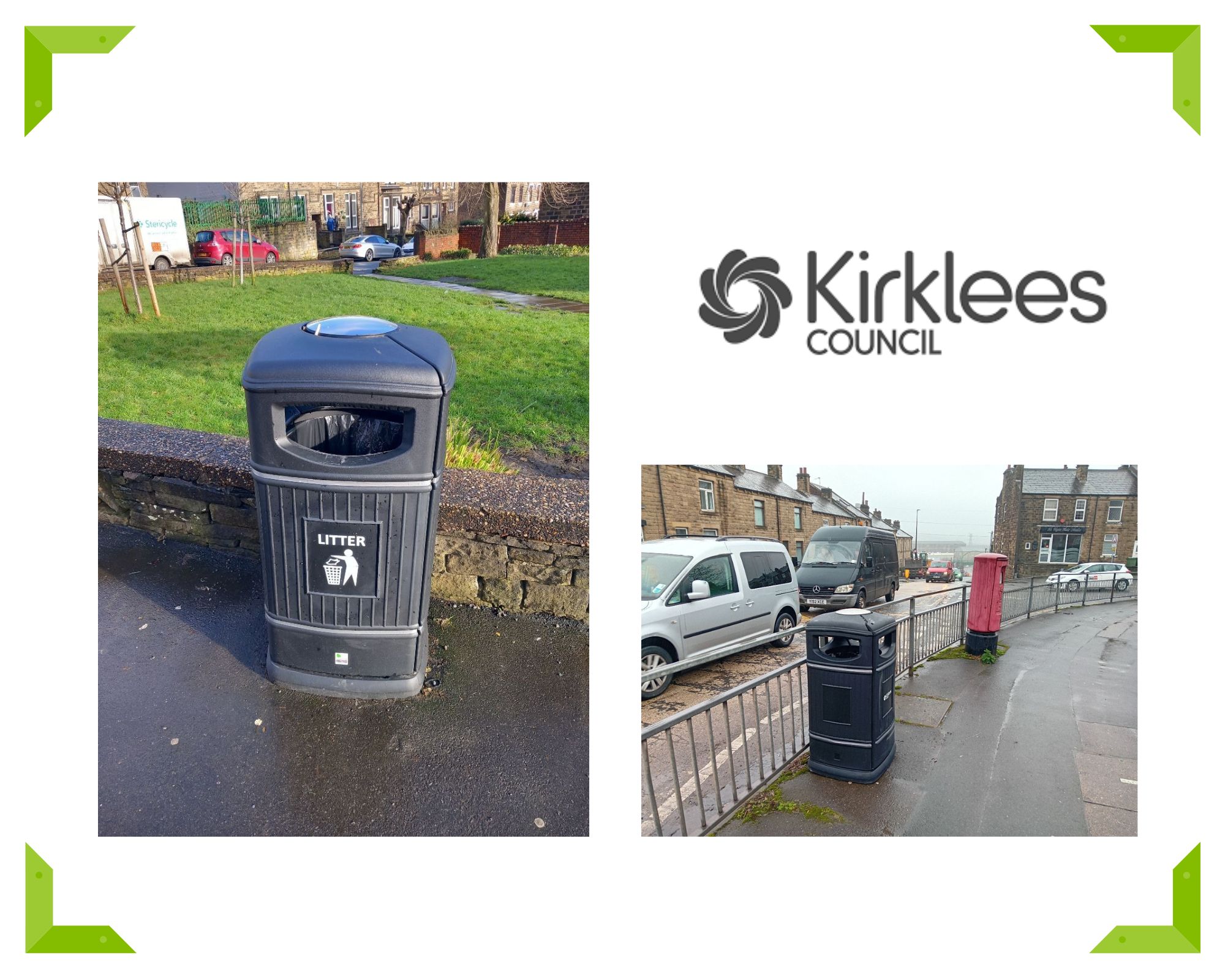 Kirklees Council invest in new street litter bins Leafield